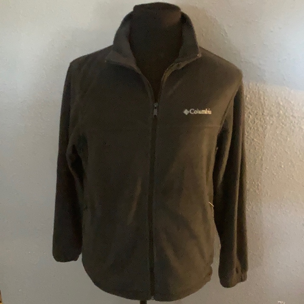 Columbia men’s Coat zipper jacket hiking Warm Cold weather Black Large